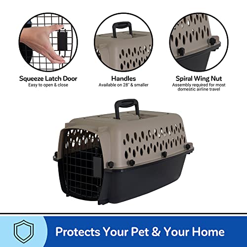 Petmate Vari Dog Kennel Portable Airline-Friendly Carriers & Crates for Small Dogs and Puppies, Durable Plastic, Pet Carrier For Home and Travel, XS Extra Small 19" For Dogs Up To 10 Lbs, Taupe - size: 19.0"L x 12.5"W x 10.8"H