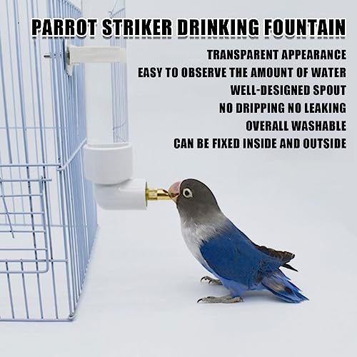 Automatic Parrot Water Dispenser - 130ML Bird Water Bottle with Cleaning Brush, Cage Accessories Drinker Bowl Fountain for Parakeet, Cockatiel, Lovebirds