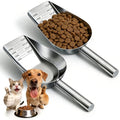 Mity rain 2PCS Dog Food Scoop Stainless Steel with Long Handle | Precise Measuring Cups, 1, 3/4, 1/2, 1/4 Cup, Pet Scoop for Cats, Rabbits, Animals, Metal Spoon for Dog Food Storage (2 CUP) - size: 2.0 CUP