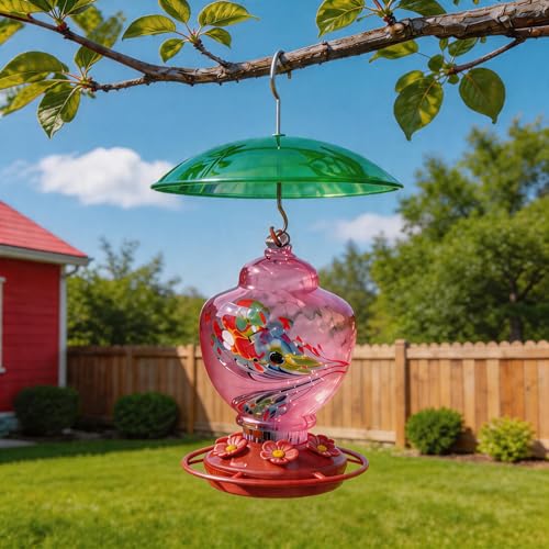 8" Mini Plastic Rain Cover for Bird Feeder, 2-Pack Green Weather Guard Dome | Stainless Hooks Baffle, Small Protective Shield for Hanging Outdoors, Bird House Protector against Snow/Sun/Poop, Dia. 20cm - color: Green, size: 2PC/Pack