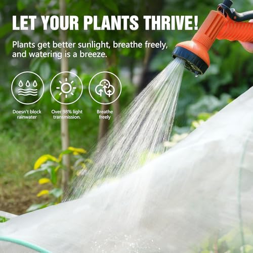 36 Pack Garden Hoops with 10x20 Ft Netting for Raised Beds, 18 Clips | Garden Mesh Netting Kit, 10x20 Ft Net, Bird & Cicada Netting for Trees, Greenhouse & Vegetable Protection, Frost guard - color: Green