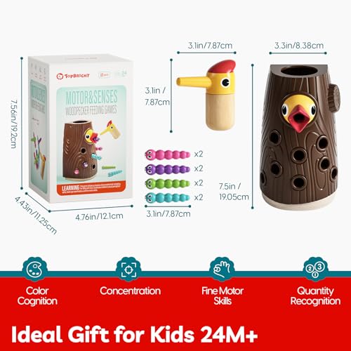 TOP BRIGHT Montessori Toys for 2 Year Old, Magnetic Bird Feeding Game | Learning Toys for Toddlers 2-4 Years, Fine Motor Skills Toy for 3 Years Old Girls and Boys, Gifts for 2 Year Old Girls Boys