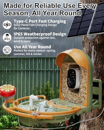 Bird Feeder with Camera, Smart Birdfeeder with Cam Solar Powered, 2K HD Video, AI Identification, Instant Arrival Alerts, IP66 Bird Bath & Feeder,Gift for BirdLover (with Pump, Green) - color: Green, style: With Pump