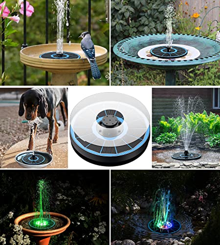 Yzert Solar Fountain Glass, 3.5W 2200mAh, Colorful Lights, Bird Bath | Floating Solar Water Fountain Blue Panel,for Garden, Pond, Pool, Outdoor