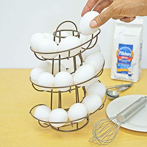 Egg Skelter Deluxe – Modern Spiraling Dispenser Rack, Brown, Stylish Kitchen Storage for Eggs - color: Brown