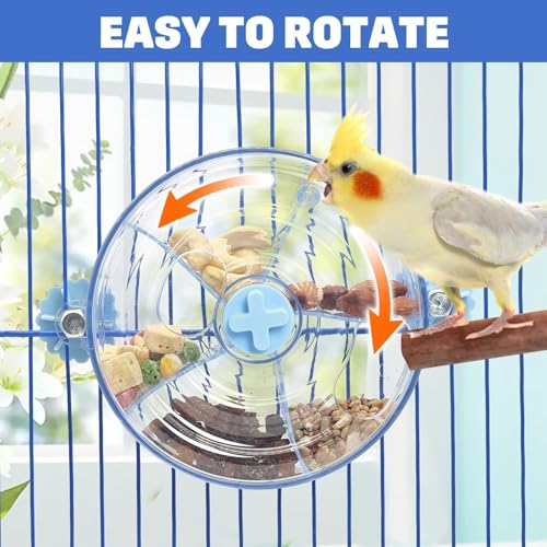 BNOSDM Bird Foraging Toy Creative Feeder Systems with Seed Food Rotating Wheel for Enrichment & Training Parrot Puzzle Toys Ideal for Small and Medium Cockatiel Parakeet Conure(Blue) - color: Blue
