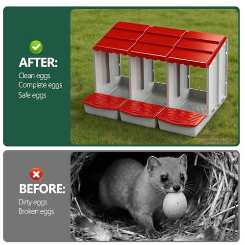 Chicken Nesting Box (Three) Efficiently collects and Protects Eggs Simple Installation Durable and Sturdy Easy to Clean Weatherproof Against rain and Snow - size: Three