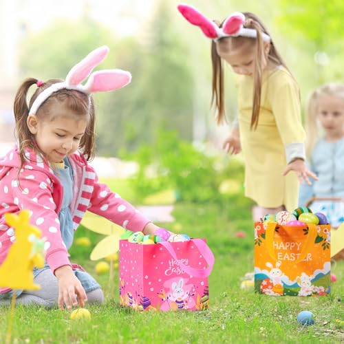 8PCS Easter Gift Bags, Reusable Easter Basket with Handles, Non woven Bags | Non woven Treat Bags for Egg Hunt Game Party Supplies - color: Style 1