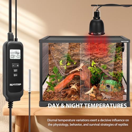 5.5" Reptile Heat Lamp Fixture with PID Dimming Thermostat, Independent Day Night Temperature Control, MAX 100W (Bulb Not Included) - size: 5.5 INCH