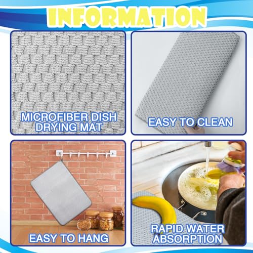 3 Pack Microfiber Dish Drying Mat,24 x 17 inch Super Absorbent Drying Pad,Large Size Dish Drying Mat for Countertops,Sinks,Draining Racks,Gray - size: 3 PCS 24 x 17 inch