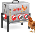 10gal 50LB Large Automatic Chicken Feeder with Window, Food Tray - No Waste | No Spill, Rust-proof Alloy Steel Poultry Feeder, Waterproof Metal Chicken Feeder for Indoor & Outdoor Chicken Coops (8 Ports - size: 10gal