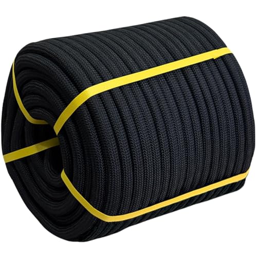 3/4 Inch x 50 Feet Double Braided Arborist Rigging Rope - Heavy Duty Polyester Rope for Tree Work Climbing Swing Nautical Outdoor Adventures, Black - size: 3/4inch x 50feet