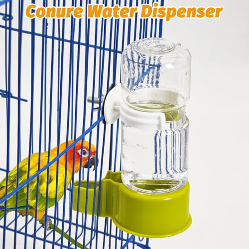 BNOSDM Automatic Bird Water Dispenser 2 Pcs No Mess Parrot Cage Water Feeder Drinker Suspended Bird Drinking Device Parakeet Cage Accessories for Budgies, Cockatiel, Conure, Canary, Finch (Green) - color: 2 Pcs Green Automatic Bird Water Dispenser