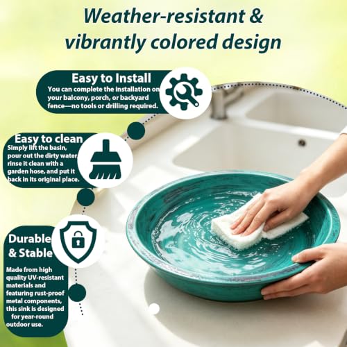 11.5" Deck Mounted Birdbath & Feeder, GreenYard Decor | 2-in-1 Bird Bath & Feeder,Sturdy Deck Clamp,Tool-Free Setup,Weather Rust Resistant,Patio Lawn Decor,Gift for Bird Lovers