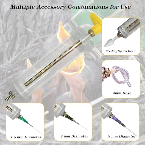 Baby Bird Feeding Syringe Set, 12-Piece Small Pet Parrot Feeder Hand Feeding Tubes Kit, Parrot Feeder Tubes Measuring Tools, for Baby Birds Small Pet