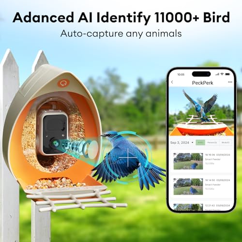 Bird Feeder with Camera Solar Powered, Smart Birds Feeder for Outside, AI Bird Identification Auto Capture Videos Pictures, 2K Live Feed Cam for Backyard, Ideal Gift for Birds Lover - color: light brown