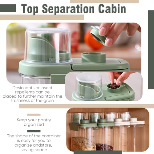 2 Pcs Bird Seed Storage Container 3 Qt/2.8 L with Tight Lids Airtight Cup Pet Food Storage Measuring Containers Lids with Pouring Spouts for Macaws African Grey Cockatoos (Green) - color: Green
