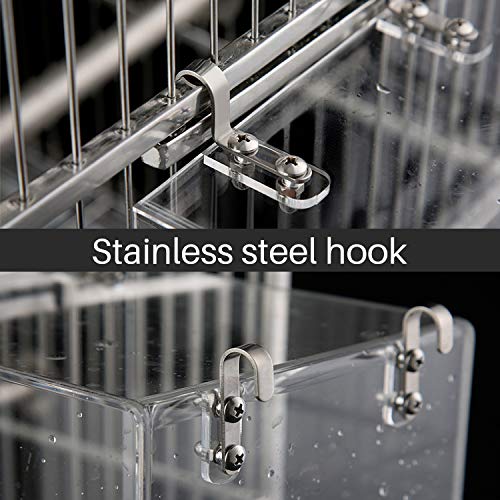 Bird Bath for Cage No-Leakage Upgrated Acrylic Clear Bird Bathtub Parrot Parakeets Shower for Cage Bathtub Box for Small Bird Parrot with 4 Hooks - color: S-5.1INCHx5.1INCH