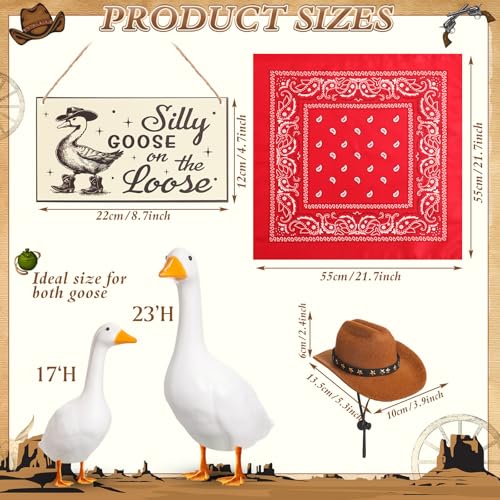Cowboy Porch Goose Outfit Decoration Set,Red - color: Brown, Red