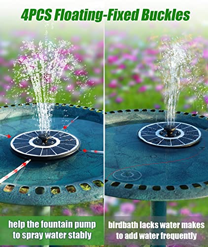 SZMP Solar Fountain Upgraded 100% Glass Panel, 3.5W Floating Solar Powered Water Pump Built-in 2000 Battery with 7 Nozzle & 4 Fixer, Solar Bird Bath Fountains for Garden, Pond, Outdoor - color: White Led Lights