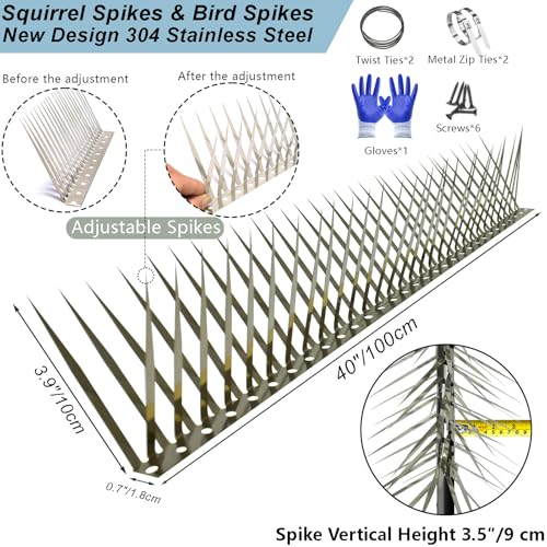 Bird Spikes, Outdoor Squirrel Spikes, Squirrel Baffles for Bird Feeder Poles, Avoid Climbing Garden Fences and Fruit Trees. (40 inches) - size: 40 inches