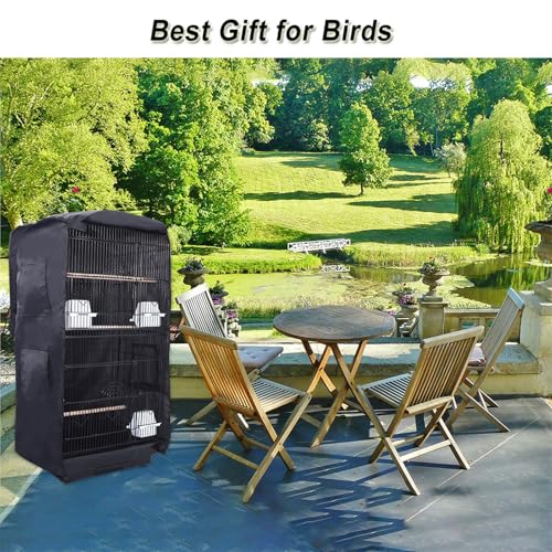 Bird Cage Cover for Night with Blackout for Parrot & Birds, Black | Universal Fit for Square Cages, Durable Washable Fabric, Blackout Birdcage Cover for Parakeets Lovebirds Budgies Macaw Conure