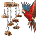 DBNESS Bird Toys for Parrots, Durable Wooden Hardwood Blocks with Stainless Steel Hanging Natural Chew Toy for Macaws African Greys Amazon Cockatoos Medium Large Parrot Similar Sized Pet Parrot - style: Horizontal String