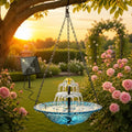 Solar Hanging Bird Bath Fountain, Solar Powered Cascading Water Fountain, Outdoor Hanging Bird Bath with Solar Fountain for Garden, Patio, Backyard