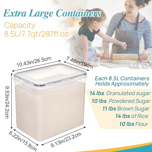 Vtopmart 8.5L Extra Large Flour Sugar Storage Containers, 2 PCS, Black | Each for 10 lbs Flour, Airtight Seal, BPA Free, Food Grade Material, Dishwasher Safe (Not Lids) - color: Black, size: 8.5L