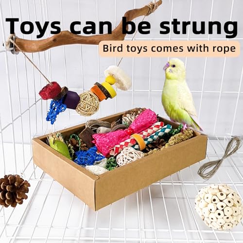 Bird Foraging Toys Parrot Chew Shredding Toys Parakeet Cage Accessories | Colorful,Box Packaging,Cockatiel Toys,for Parakeets Cockatiels Conures Lovebirds,Helps Reduce Stress & Cage Boredom - color: Colorful
