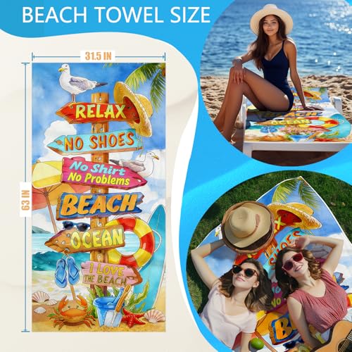 Funny Beach Towel Backpack 2 in 1 Colorful Print Convertible Drawstring Towel Bag for Beach Lover - color: Love Beach Multi