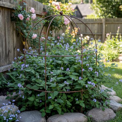 2 pcs 20-1/4" x 26" H Bronze Bird Cage Plant Support Heavy Duty Metal Bird Cage Plant Support Large Outdoor Garden Trellis for Peonies, Baptisia, Sedum & Other Perennials