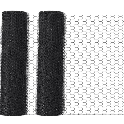 GlikCeil 16 in x 200 ft Chicken Wire Fencing Metal Floral Chicken Wire Mesh for Crafts Poultry Garden, 1 Inch Hexagonal Galvanized Hardware Cloth Netting for Poultry Coop Barrier Rabbit Cage(Black) - color: Black, size: 16 in X 200 ft