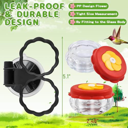 Gtongoko Set of 2 Handheld Hummingbird Feeders New Upgraded Mini Glass Style with Window Mount Suction Cup, Convenient for Outdoor Use & Window Display, Red