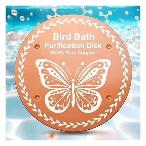 OICEME Bird Bath Purification Disk Pure Copper Outside Solar Power Wild Hummingbird Hanging Bowl Metal Warmer Humming Cleaner Pedestal Outdoor Feeder Cage Dispenser Women Gift - color: 1 pcs Copper Butterfly