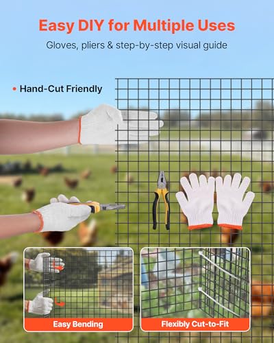 VEVOR Hardware Cloth 60 in x 50 ft, 1/2 in 19 Gauge Galvanized Wire Mesh Roll, Weather-Resistant Vinyl Coated Chicken Wire Fencing, Heavy Duty Welded Garden Plant Fencing for Rabbit Cage Snake Fence - size: 60in*50ft