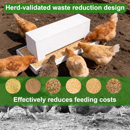 Large Chicken Feeder Trough 38", Heavy Duty Wooden Chicken Feeders with Crossbar, Holds 12 Chickens with Feed Storage Cabinet,Poultry Feeder Trough for Duck Geese Turkey Pigeon
