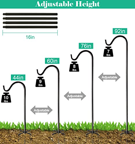 76 Inch Outdoor Shepherds Hook with 5 Prong Base for Birdfeeders | Adjustable Bird Feeder Pole Hanger for Hanging Outside Birdfeeders, Plant Baskets, Lanterns, Wedding Decor - size: 76in-1pcs