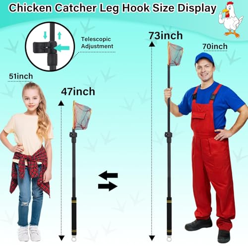 Chicken Catcher Net,37 to 63in Chicken Catcher Leg Hook Extra Long Handle Animal Catcher Pole Heavy Duty with Frosted Tube Extension Pole Poultry Hook Fowl Catcher (Black, 63in) - color: Black, size: 63in
