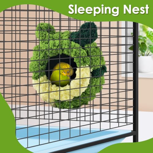 KATUMO Bird Nest, Small Sun Conure Breeding House Parrotlet Snuggle Hut Lovebird Bed for Conure, Lovebird, Zebra Finch, Loriculus, Hamster and Other Small Birds (Less Than 5 inches Long) - size: S (Green)