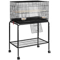 Topeakmart Flight Cages for Parakeets Small Birds Budgies Finches Canaries Lovebirds Sun Conures Parrots Bird Cage w/Rolling Stand, Black
