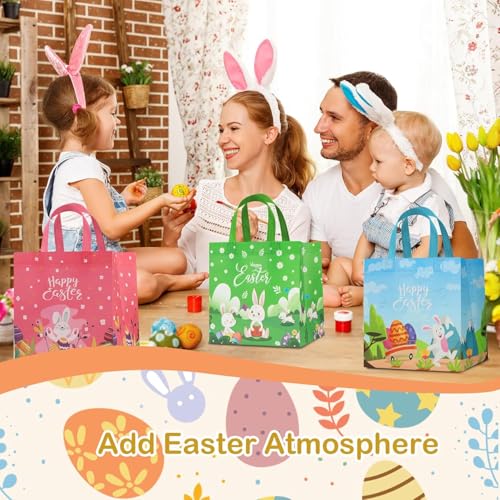 Bszatan 36PCS Easter Gift Bags with Handles, Treat Bags with Happy Bunny Carrot Chick, Multifunctional Non-Woven Easter Baskets for Egg Hunt, Gifts Wrapping, Party Supplies, 8.3×7.9×5.9inch - color: Easter Bags 36 PCS