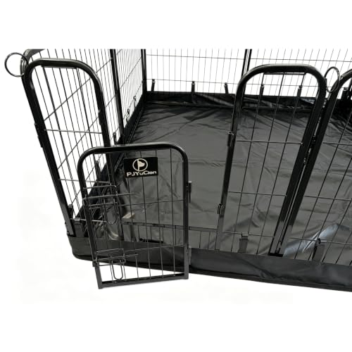 PJYuCien Puppy Playpen Plus Storage Bage with Bottom, 8 Panels 24" H | Heavy Duty, Dog Fence for Small Dogs, Foldable Square Pen, Indoor, Outdoor, Backyard Pasture, Camping, Protects Floors - style: 8-Panels 24.0"W