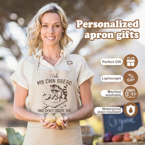 Sourdough Apron for Women with Deep Pockets - Funny Bakers Apron, Unique Sourdough Gifts for Women & Bread Bakers, Adjustable Kitchen Apron for Mom, Mother’s Day Baking Gift - B11 - color: I Bake My Own Bread 1