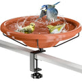 iBorn Bird Bath,Deck Mounted Bird Baths 12inch,Birdbath for Outside with Clamp 3.2inch,BPA-Free Bowl,Chew-Proof,Fully Detachable Design,Easy Clean & Refill,Terracotta,1 Pack（Not Include Fountain） - style: Deck Mounted Bird Bath Terracotta