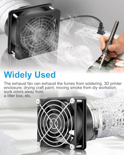 GDSTIME Small Axial Exhaust Fan 80mm 12V DC Fan with AC Plug, 3 Inch Flange | Dual Ball, Variable Speed Control, for Soldering, Smoke Extraction, 3D Printer, DIY Cooling Ventilation Exhaust Projects - style: 8025 Fan + 1 Flange