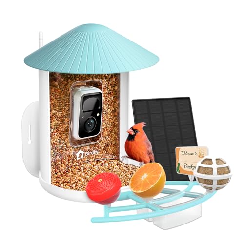 NETVUE by Birdfy Pro Smart Bird Feeder with Camera Solar Panel, Instant Arrival Alerts, Live Stream & Night Vision for Outdoors & Backyard Hummingbird, Cardinalis & Oriole Watching, Ideal Gifts, Blue - color: Blue, style: Pro