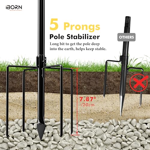 iBorn Smart Bird Feeder Pole with Squirrel Baffle, 63" Camera Bird Feeder Birdhouse Pole & 19.5”Oversized Baffle, Mounting Kit for Camera Feeder Stand for Outside+2Hooks(Feeders NOT Included) - size: Camera Bird Feeder Pole+2 Hooks+19.5" Baffle