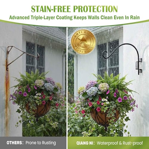 AJART Swivel Plant Hangers Outdoor: 58Lbs Heavy Duty Wall Mount Bracket | 16"/2Pcs Hanging Plant Bracket for Wooden Fence,Rust Proof Solid Iron,180°Smooth Swivel,Hardware for Brick Wall, Yard Decor - color: A-2PCS, size: 16 Inch