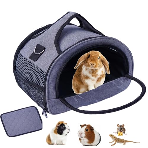Bunny Carrier, Portable Small Pet Bag with Water Bottle Holder | Breathable carrier, lightweight, leak-proof liner, vet appointments& outdoor trips, fits rabbits, guinea pigs, bearded dragon - size: Small